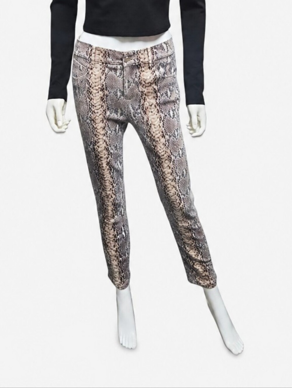 RTA | Madrid Python Embossed Lambskin Leather Skinny Pants Size 27 Snakeskin